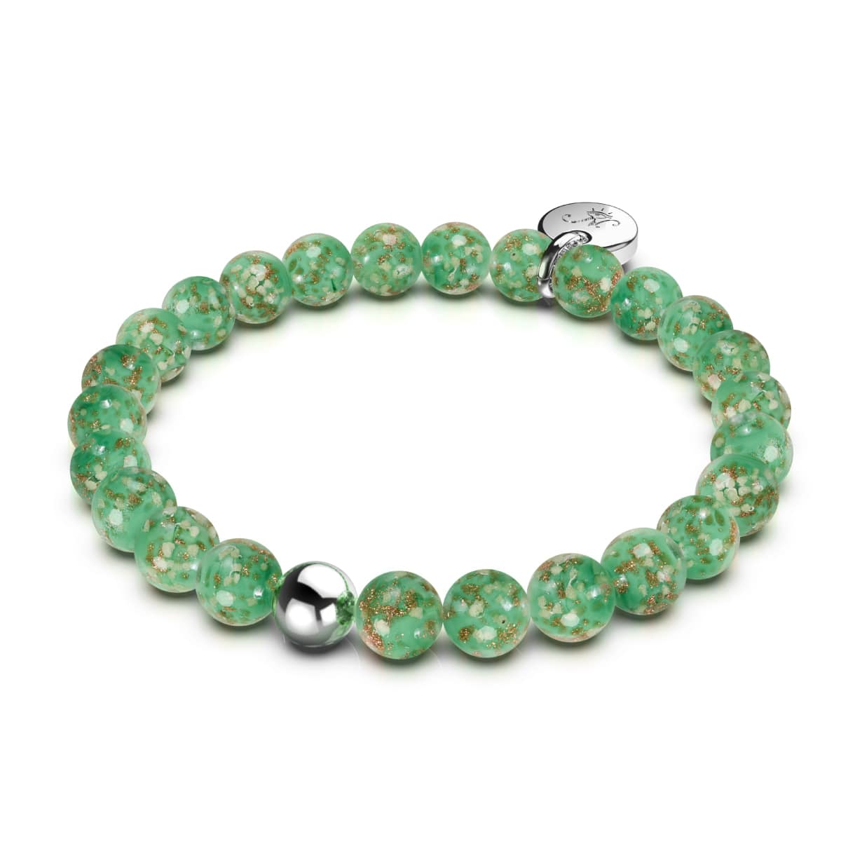 Kiwi | 925 Sterling Silber | Glühwürmchen-Glasarmband
